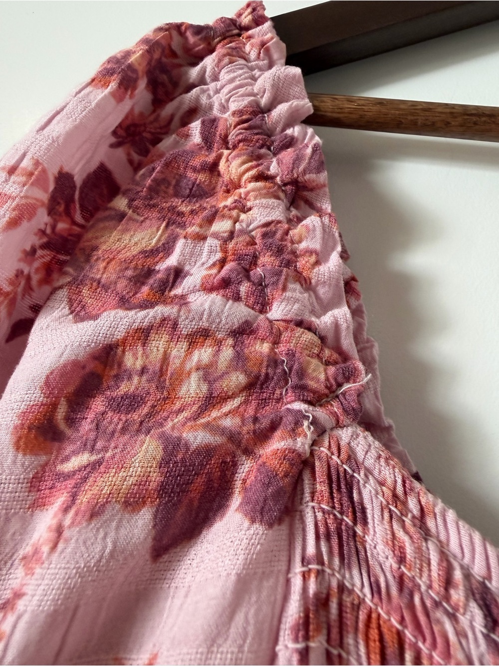 Free People Smocked Floral Maxi Dress in Dusty Rose - Picture 4 of 7